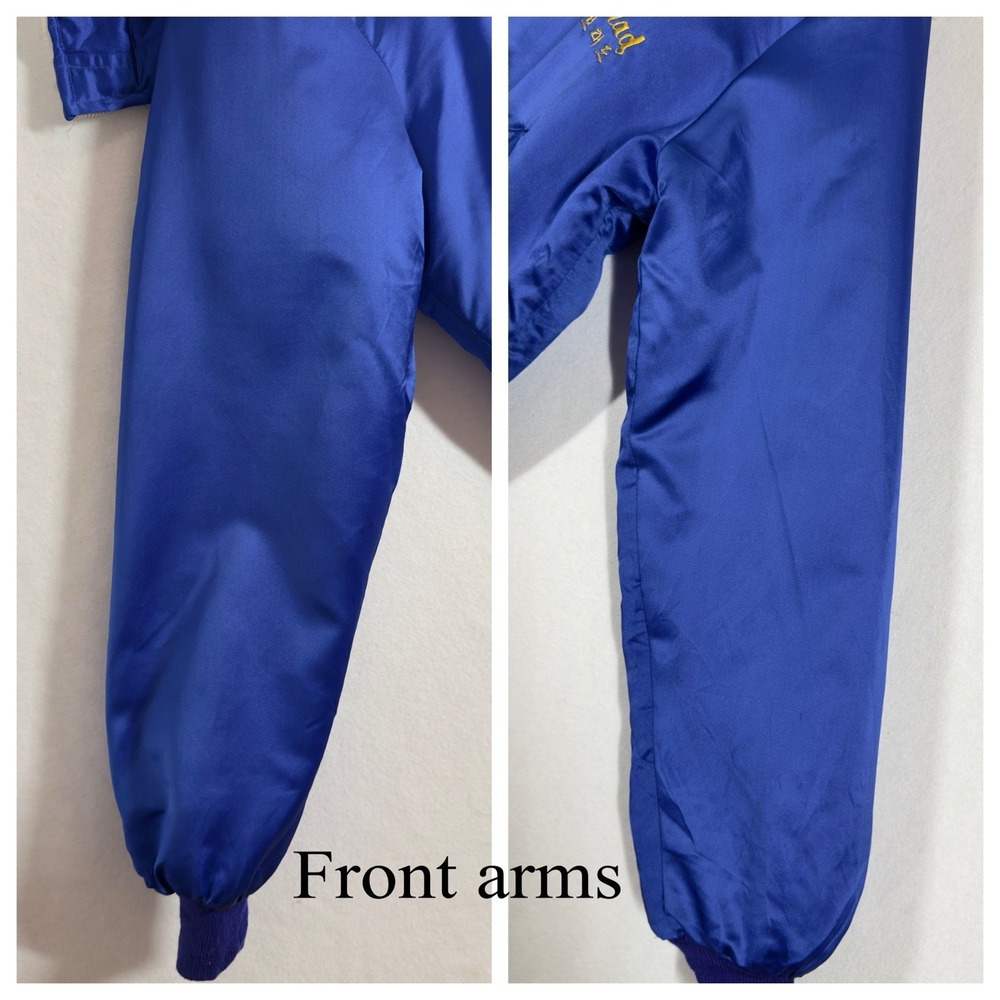 Vintage‎ Sukajan Souvenir Jacket Korea Dragon Tiger Satin Blue Hooded Brad - Picture 10 of 16